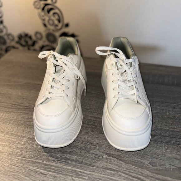 Zara Shoes - ZARA White Platform Sneakers – Minimalist Chunky Lace-Up Shoes Size 39